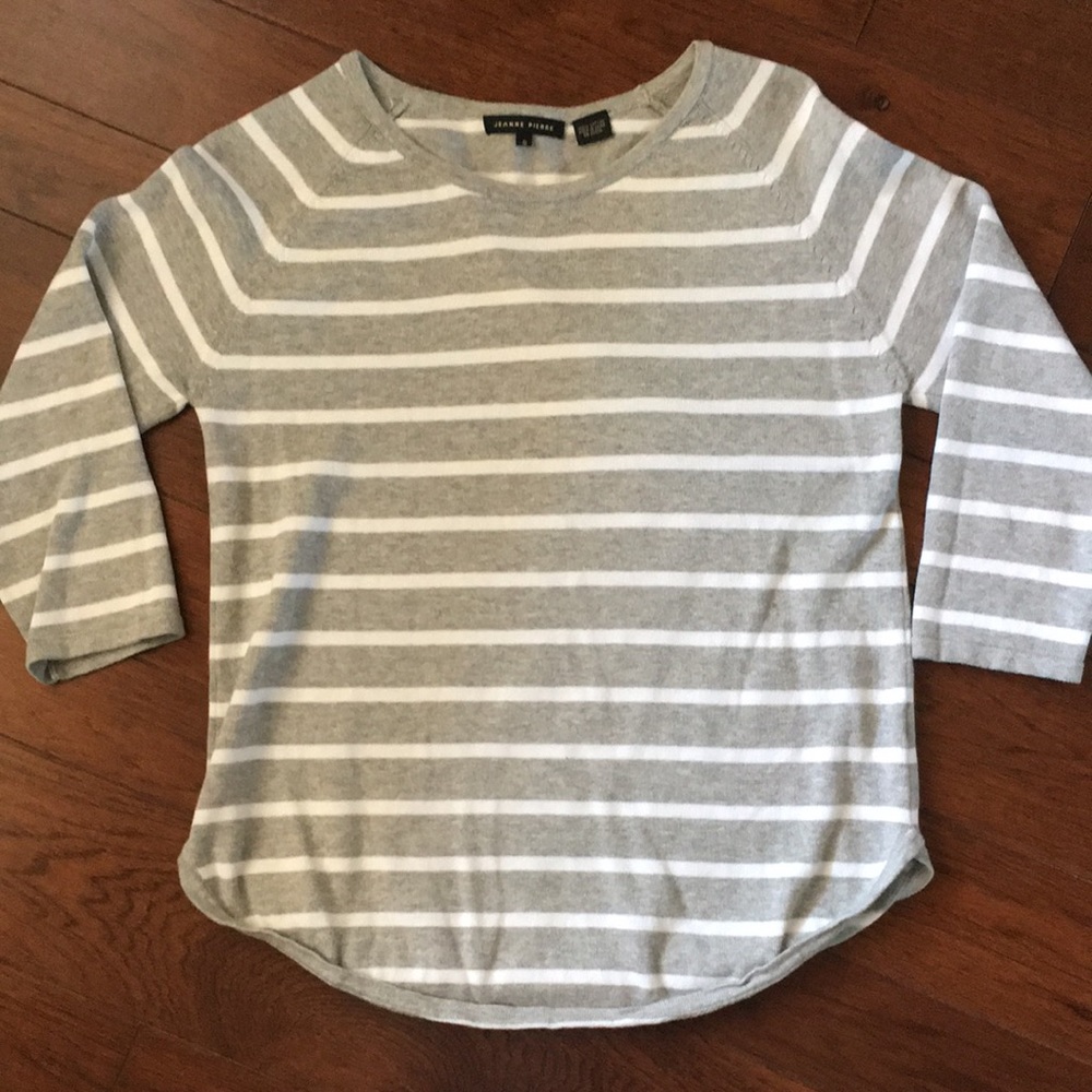 Grey and white striped top